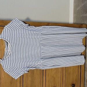 LOFT Blue and White Striped Dress